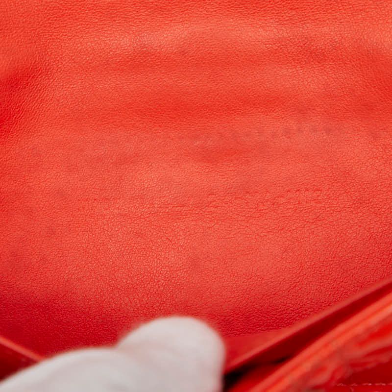 Dior Cannage Crossbody Chain Wallet Shoulder Bag Orange Enamel Women's Dior