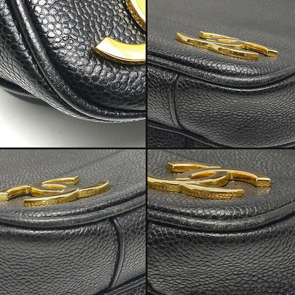 Chanel Chain Shoulder Bag Caviar Skin Shoulder Strap Coco Mark Black