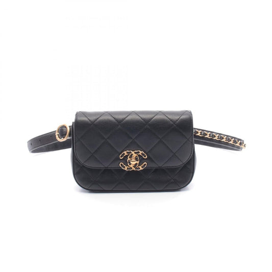 Chanel Waist Bag Black Lambskin Quilted
