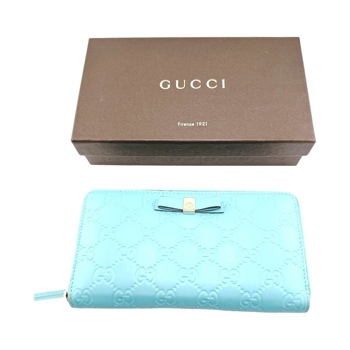 Gucci Guccissima Round Long Wallet GG Light Blue