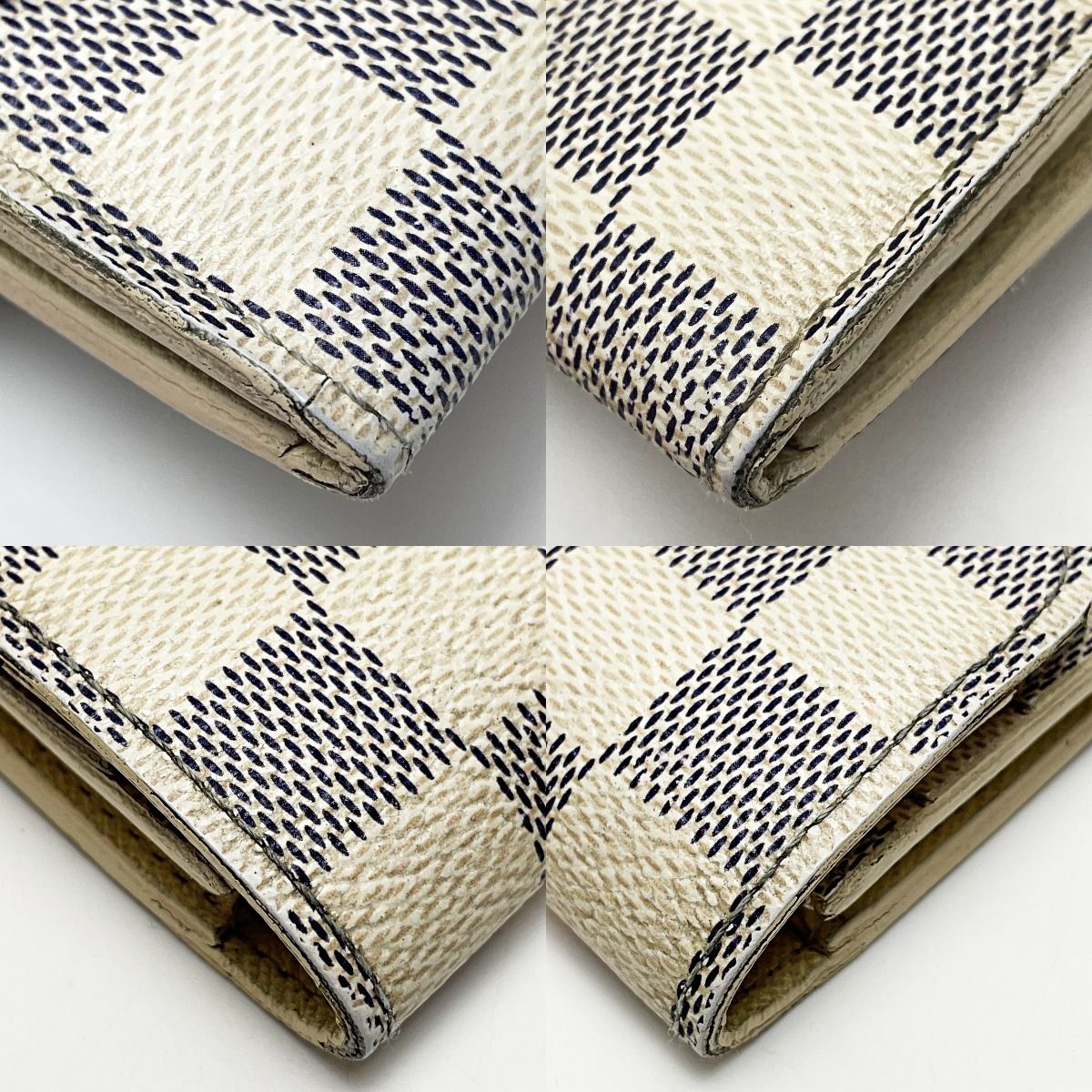 Louis Vuitton Portefeuille Emily N63021 Damier Azur Long Wallet Women's Gold