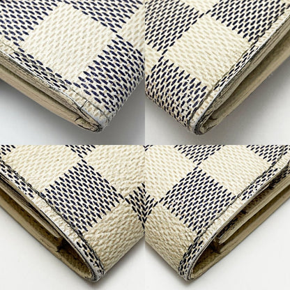 Louis Vuitton Portefeuille Emily N63021 Damier Azur Long Wallet Women's Gold