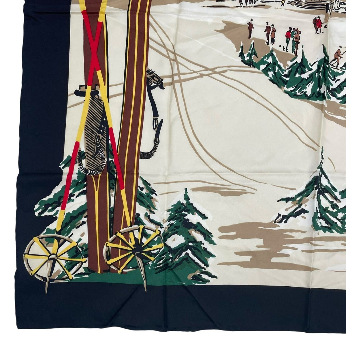Celine Scarf Silk Snow Scenery Hotel Ski Carriage Multicolor — view 4