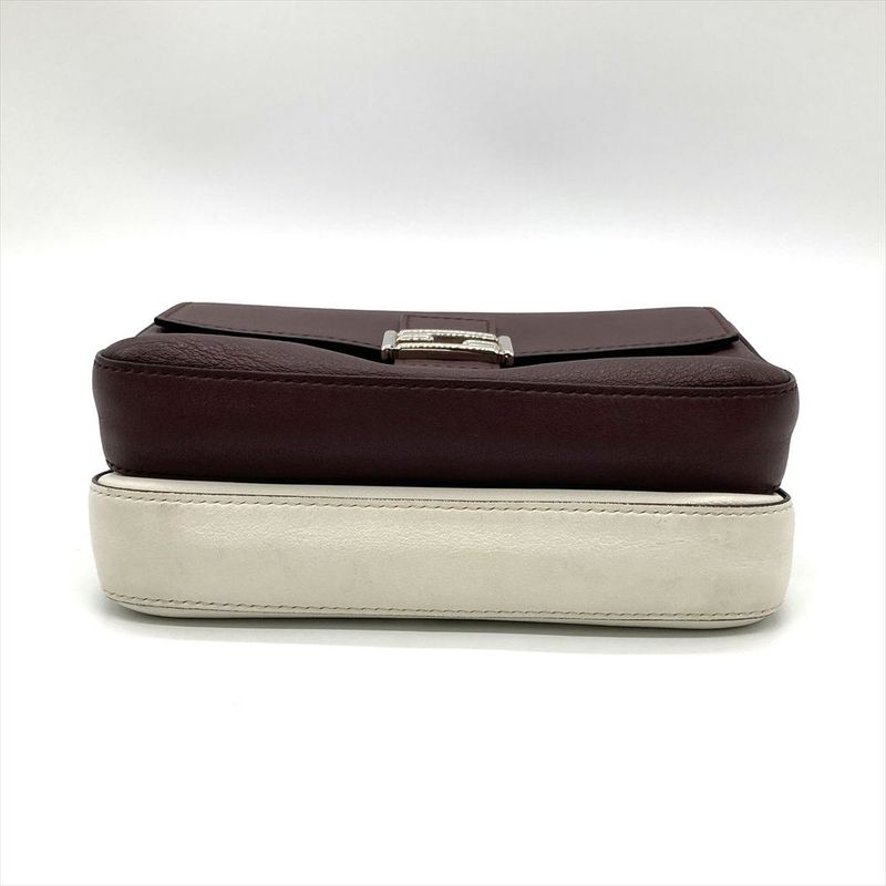 Fendi Double Micro Baguette Shoulder Bag Leather 8m0371 Bordeaux Silver