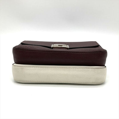 Fendi Double Micro Baguette Shoulder Bag Leather 8m0371 Bordeaux Silver