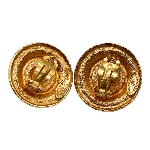 Chanel Earrings Coco Mark Gold Plated With Comet Gold
