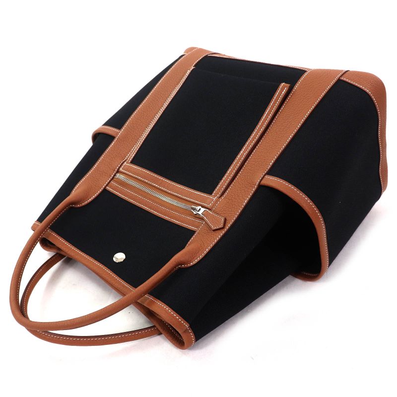 Hermes Garden Party Pocket Vertical Toile Military/negonda Serie Button Tote