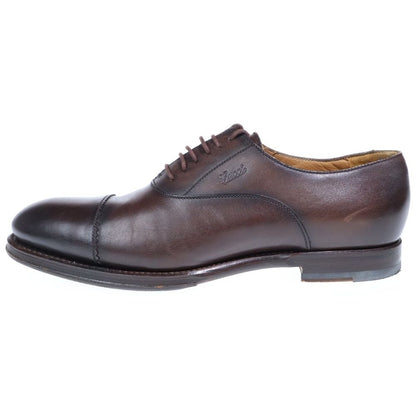 Gucci Embossed Logo Straight Tip Leather Shoes Brown