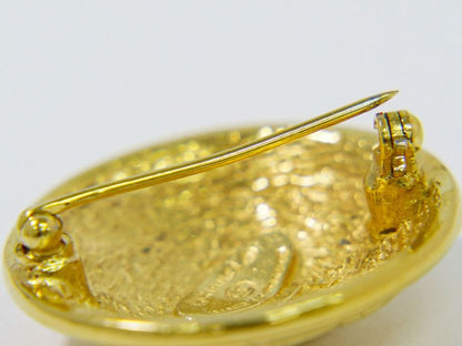 Authentic Chanel Coco Mark Matelasse Brooch GP Gold Plated Matelasse Accessories