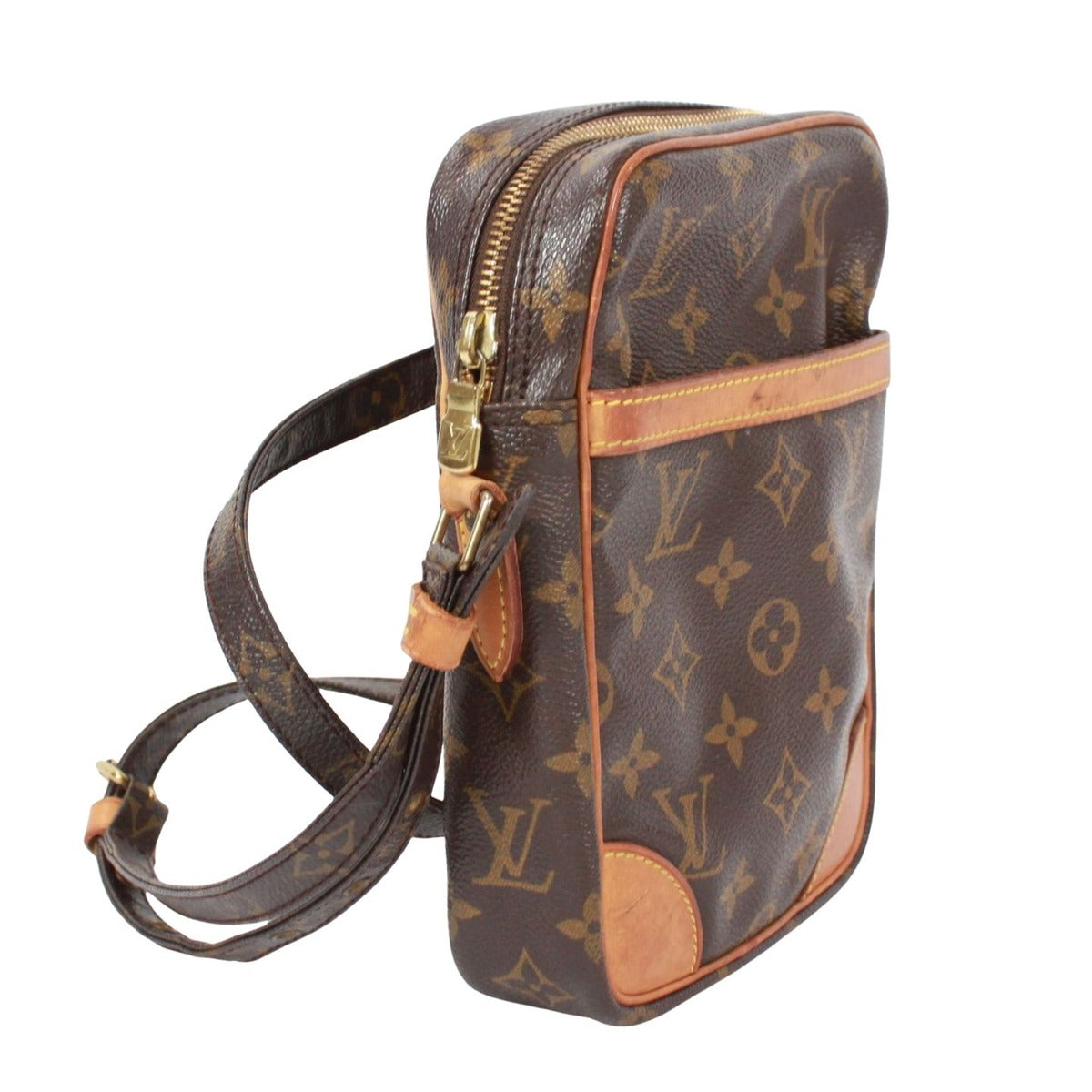 Louis Vuitton Danube Monogram Leather Brown Shoulder Bag Gold — view 2
