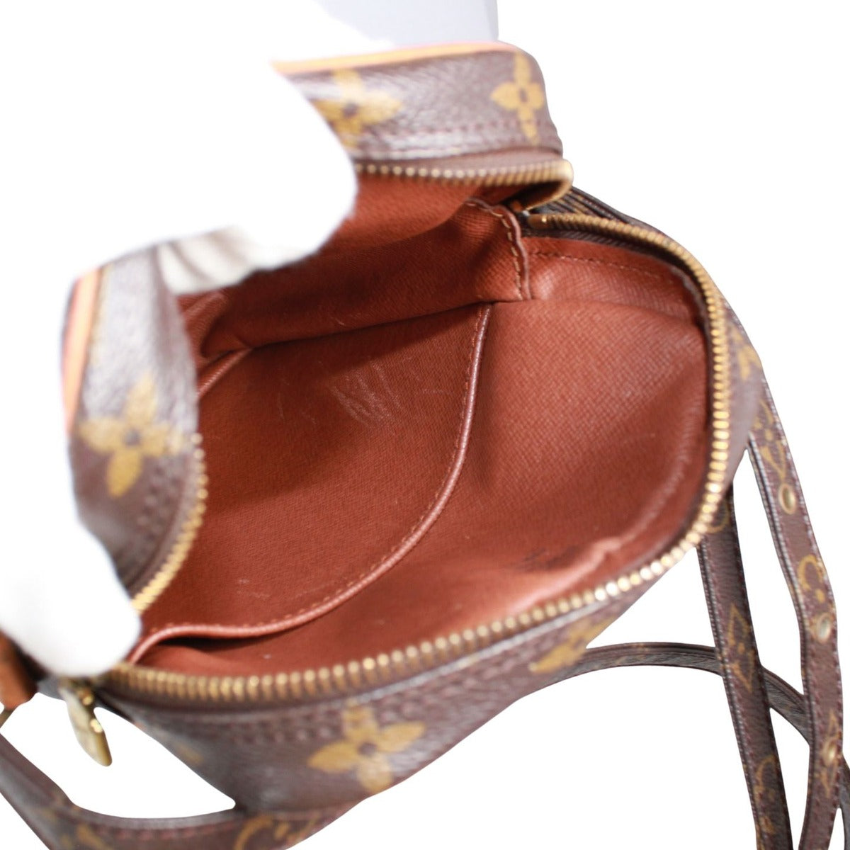 Louis Vuitton Danube Monogram Leather Brown Shoulder Bag Gold — view 8
