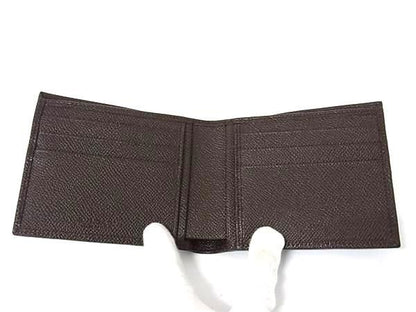 Bvlgari Leather Bifold Wallet Billfold Card Holder Men's Women's Brown Fu2217