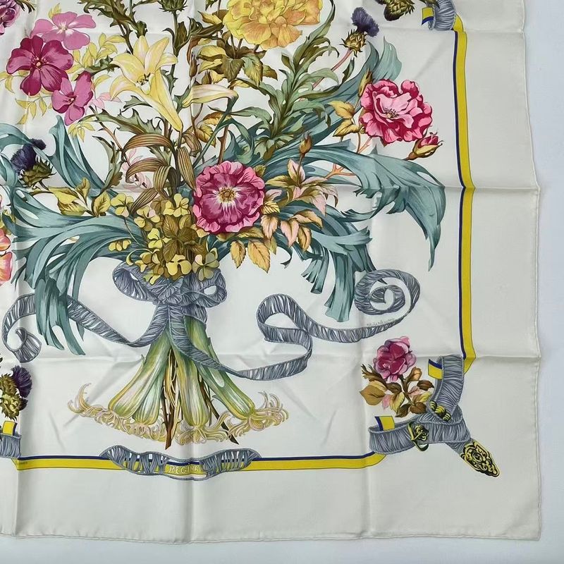 Hermes Scarf Carre 90 Silk Regina Her Majesty The Queen White