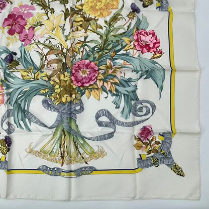 Hermes Scarf Carre 90 Silk Regina Her Majesty The Queen White