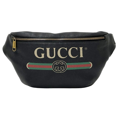Gucci Bag Men's Brand Sherry Body Bag Waist Bag Leather Black Succotch