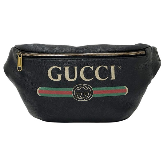 Gucci Bag Men's Brand Sherry Body Bag Waist Bag Leather Black Succotch