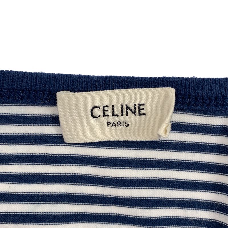 Celine - Embroidered T-shirt Striped T-shirt - M - Blue White - Women's