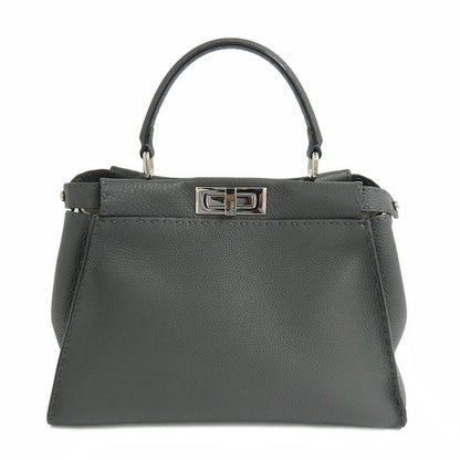 Fendi P-cub-medium Selleria 8 Bn290 Handbag 2-Way Asphalt Gray Leather