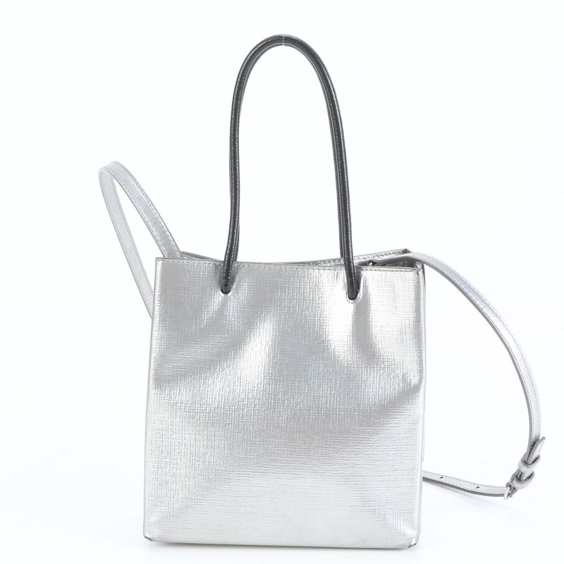 Balenciaga Shopping Tote XXS Leather 2WAY Shoulder Bag Crossbody Silver 597858