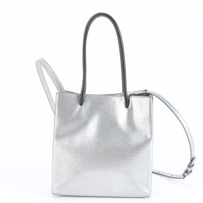 Balenciaga Shopping Tote XXS Leather 2WAY Shoulder Bag Crossbody Silver 597858