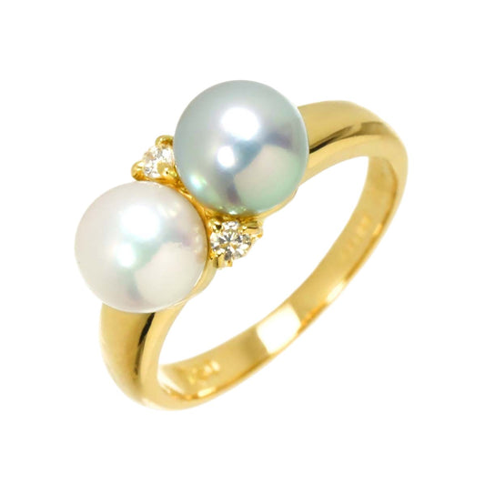 Celine Ring Akoya Pearl mm Diamond 18k YG Yellow Gold