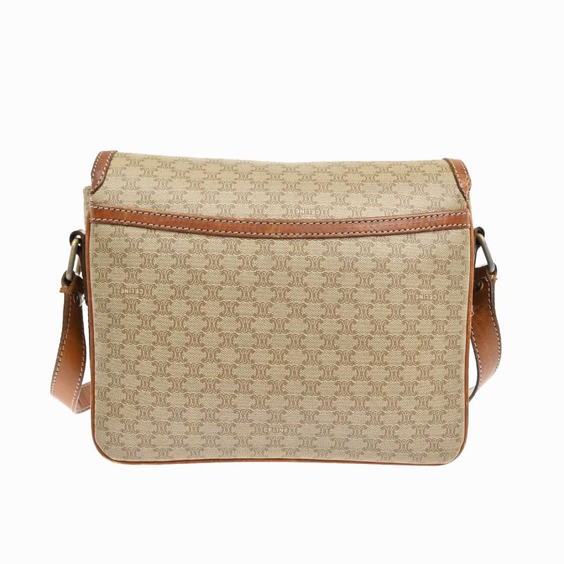 Celine Shoulder Bag Macadam Pattern Brown Leather 04ka747