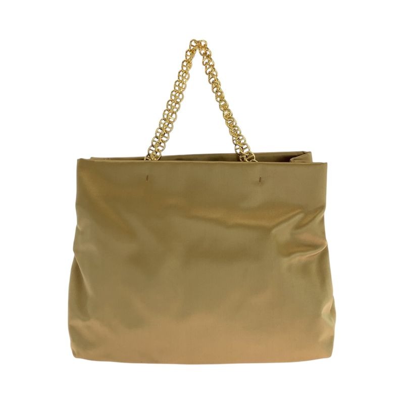 Prada Gold Hardware Satin Chain Tote Handbag