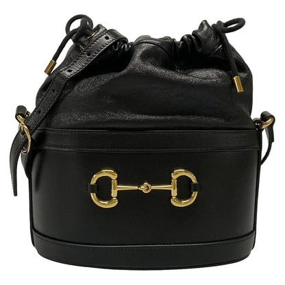 Gucci Shoulder Bag Horsebit 1955 Bucket Bag 602118 Black Drawstring Shape