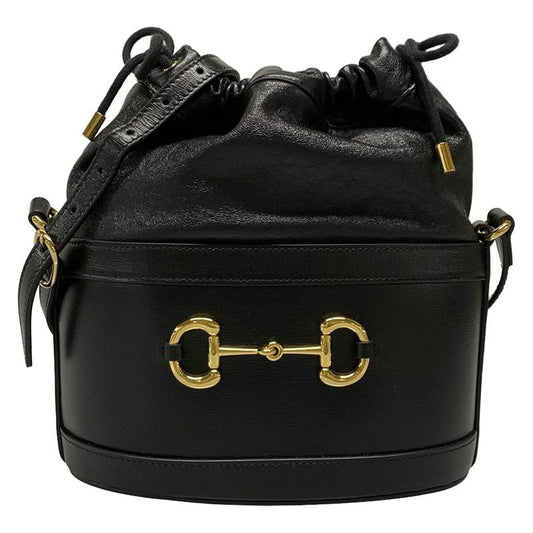 Gucci Shoulder Bag Horsebit 1955 Bucket Bag 602118 Black Drawstring Shape