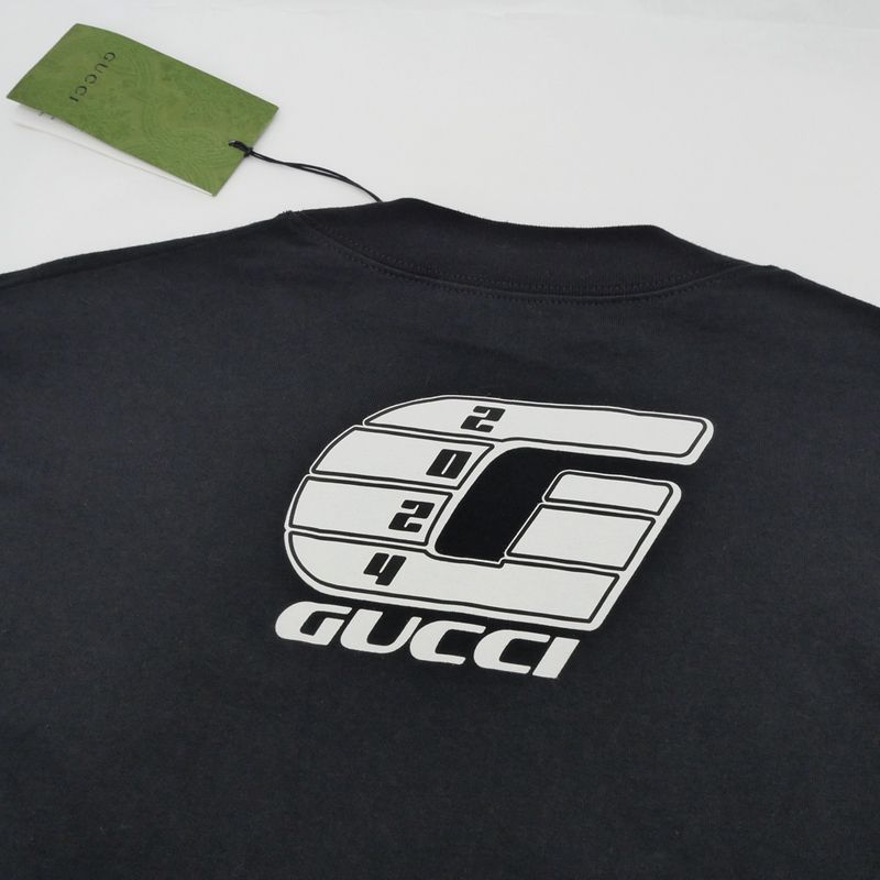 Gucci Layered Logo Long Sleeve T-shirt M Size Black Patch Sequin Long