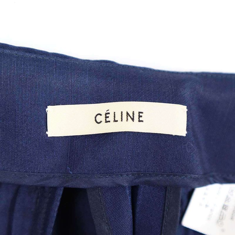 Celine by Phoebe Philo Center Press Wool Silk Slacks Pants 2 1k45 4901 Navy 34