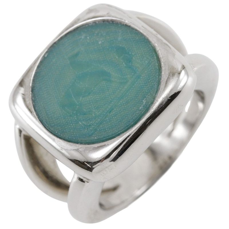 Hermes Corozo Metal Size 10.5 Silver Ladies 10.1g Ring
