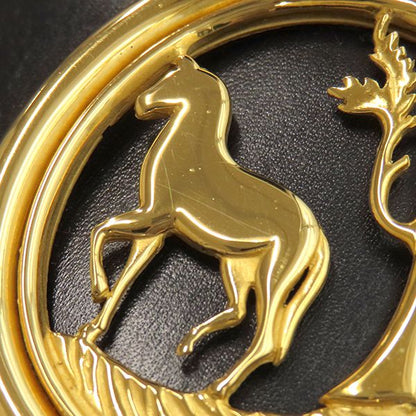 Hermes Belt Horse Buckle Box Calf Vogue River Black and Gold Hardware Reversible