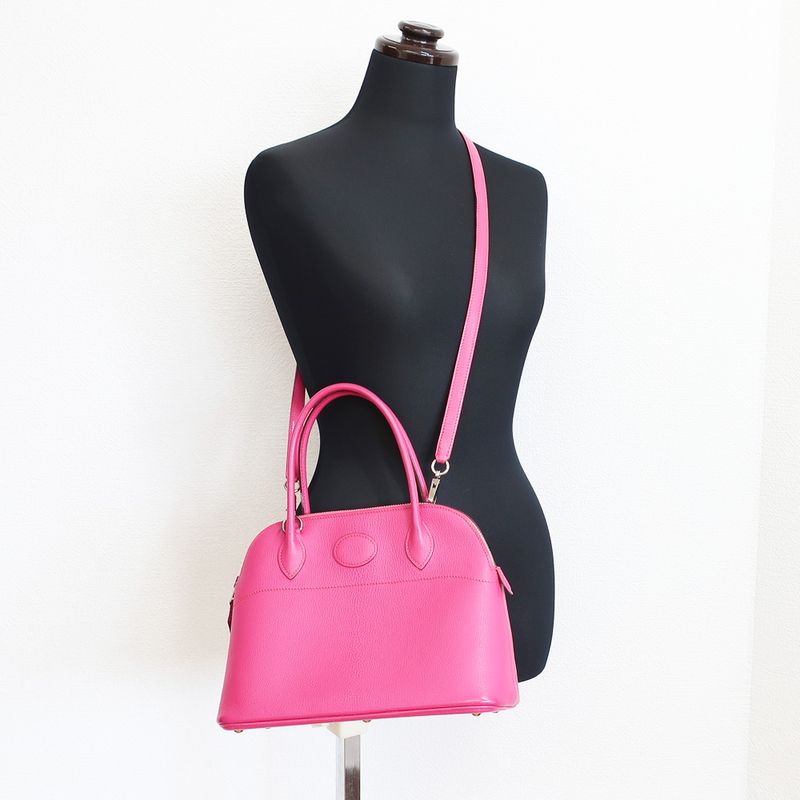 Hermes Bolide 27 Handbag Shoulder Bag Pink Silver Hardware K
