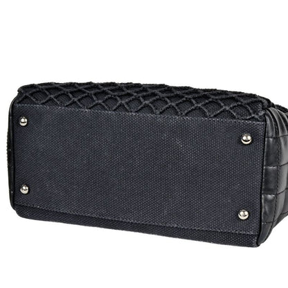 Chanel Coco Mark Chain Shoulder Bag Handbag Lambskin Canvas Black Decacoco Women
