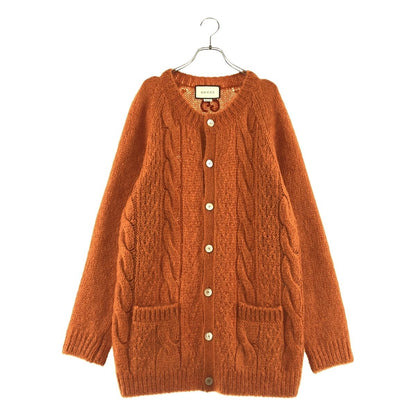 Gucci Mohair Wool Cable Knit Cardigan L Orange