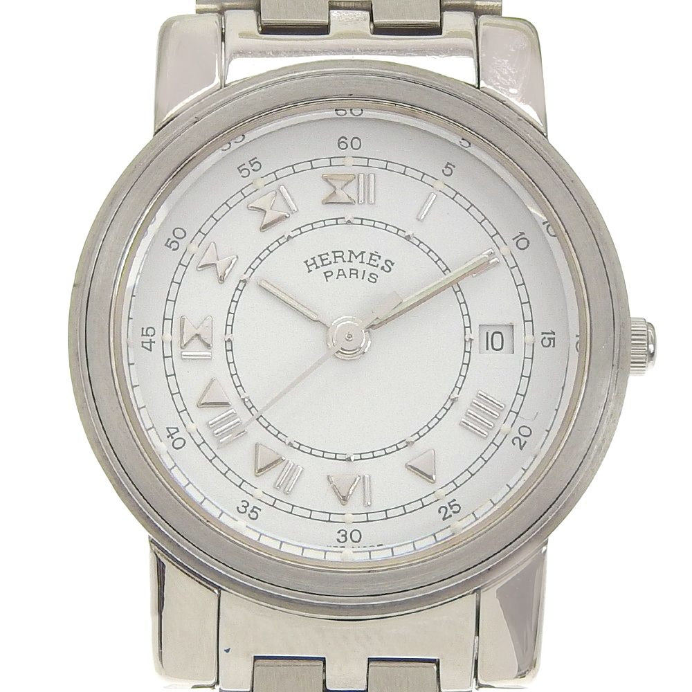 Hermes Carrick Stainless Steel Quartz Analog Display White Dial Watch