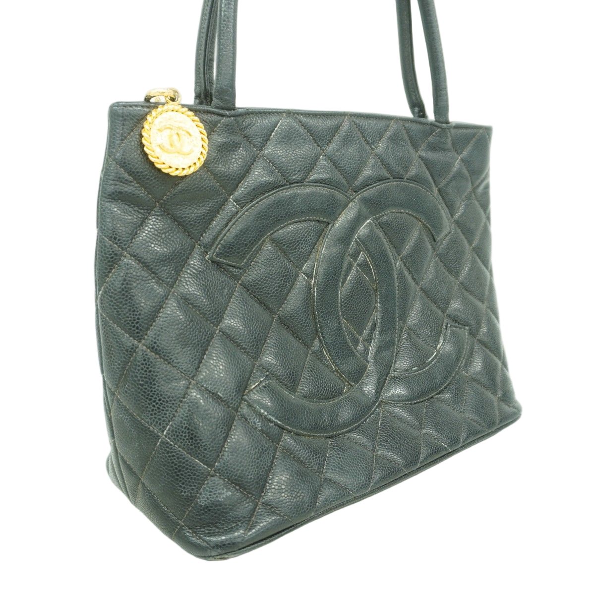 Chanel Tote Medallion Caviar Leather Black Gold — view 2