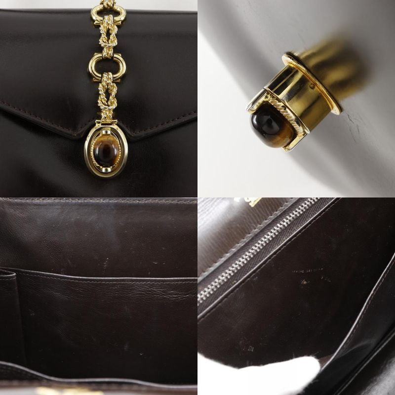 Gucci One Handle Old Gucci Leather Brown Women's Handbag