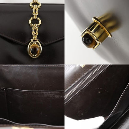 Gucci One Handle Old Gucci Leather Brown Women's Handbag