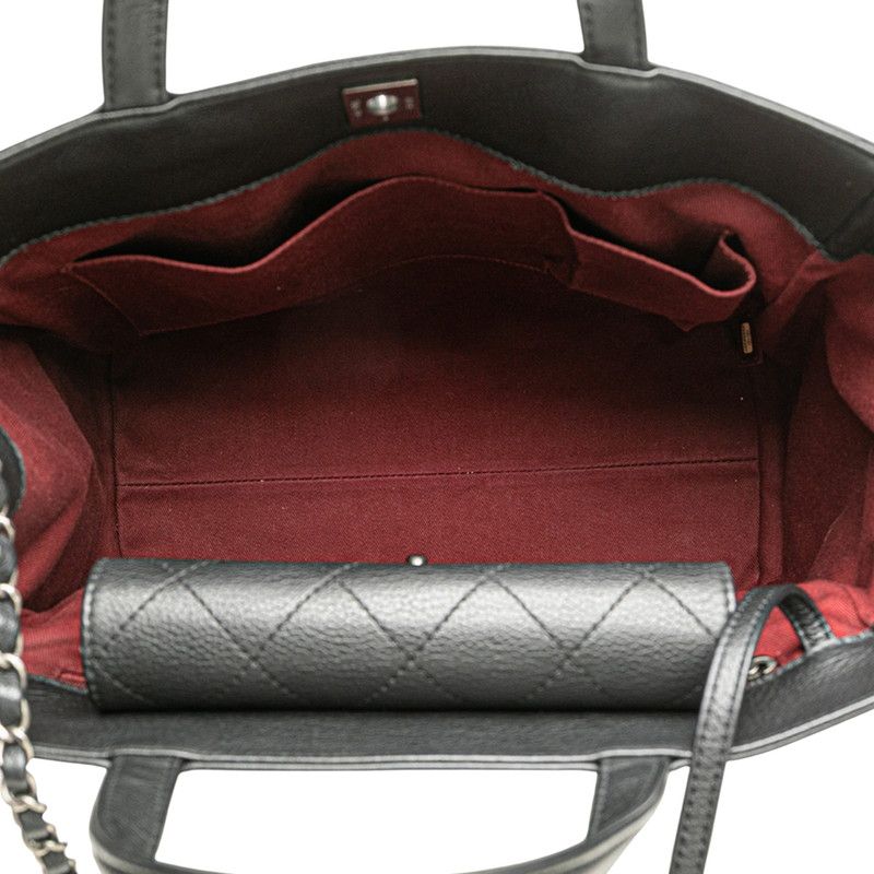 Chanel Coco Mark Handbag Chain Shoulder Bag Black Caviar Skin Women Chanel