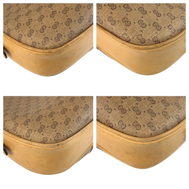 Gucci Vintage Old Gucci Micro GG Beige Gold Hardware Pvc/leather Shoulder Bag