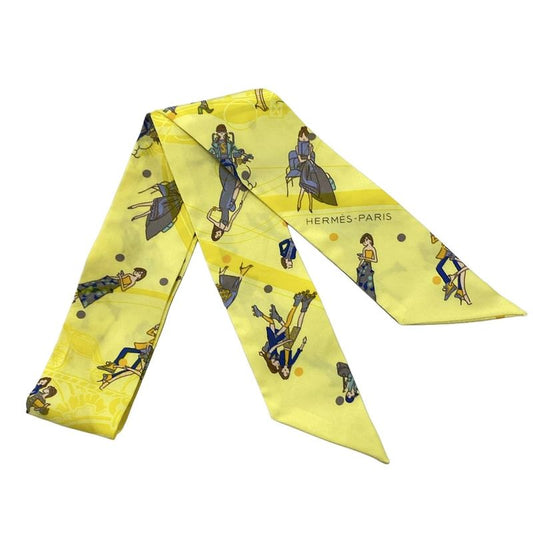 Hermes Scarf Twillie Light Yellow X Yellow X Multi Ribbon Scarf