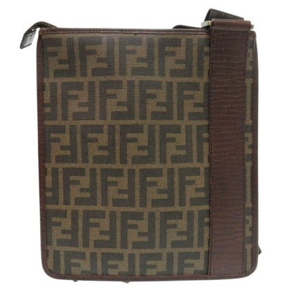 Fendi Zucca Pattern Vintage Sakosh Pvc/leather Brown Shoulder Bag 0463 Fendi