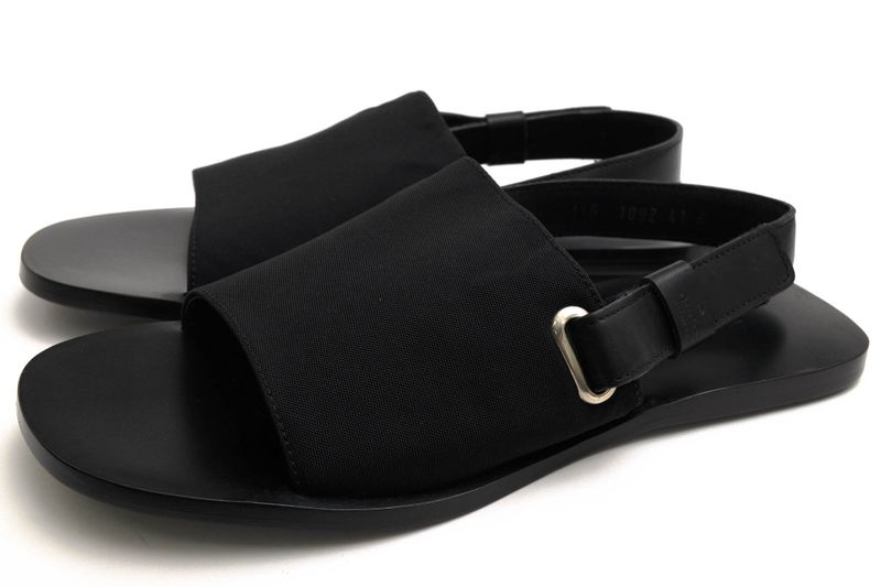 Gucci Sandals Shoes Men Nylon Leather Genuine Black 116 1092 Sandalo Tessuto