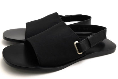 Gucci Sandals Shoes Men Nylon Leather Genuine Black 116 1092 Sandalo Tessuto