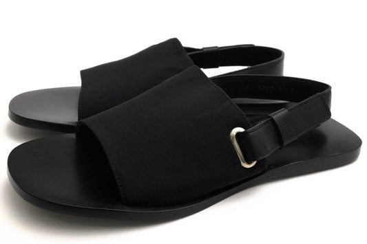 Gucci Sandals Shoes Men Nylon Leather Genuine Black 116 1092 Sandalo Tessuto