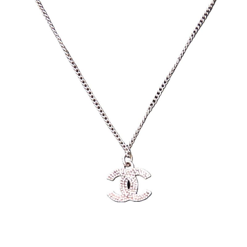 Chanel Coco Mark A28942 Metal Rhinestone Silver 0834 Necklace Chanel