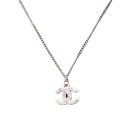 Chanel Coco Mark A28942 Metal Rhinestone Silver 0834 Necklace Chanel