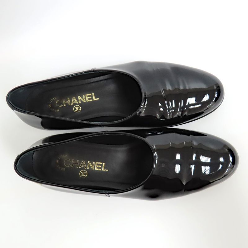 Chanel Loafers 25C G46194 Black Coco Mark 37 Patent Leather Enamel